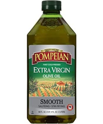 Pompeian Smooth Extra Virgin Olive Oil, First Cold Pressed, Mild and Delicate Flavor, Perfect for Sauteing and Stir-Frying, Naturally Gluten Free, Non-Allergenic, Non-GMO, 68 Fl Oz., Single Bottle