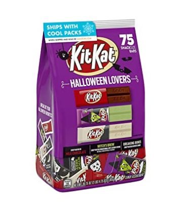 KIT KAT Halloween Lovers Assorted Milk Chocolate and Creme Snack Size Wafer Candy Bars, Halloween, 36.75 oz Bulk Variety Bag (75 Pieces)